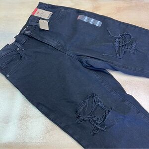 Levi Strauss High-Waisted Mom Ripped Black Denim Jeans Size 31 x 27